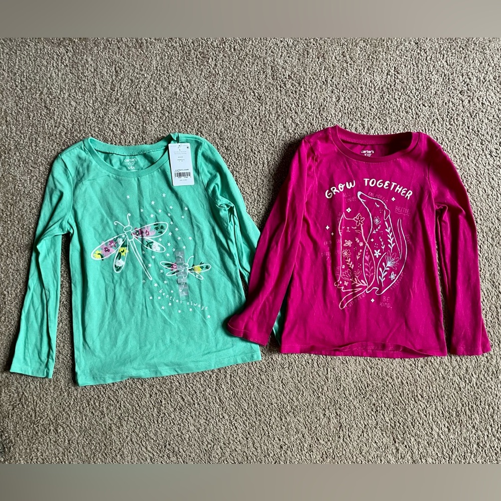 Bundle of Girls Size 5, Carter’s Long Sleeve Shirts